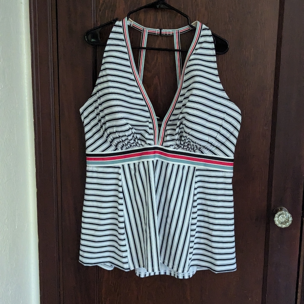 Striped Halter Neck Swim Top